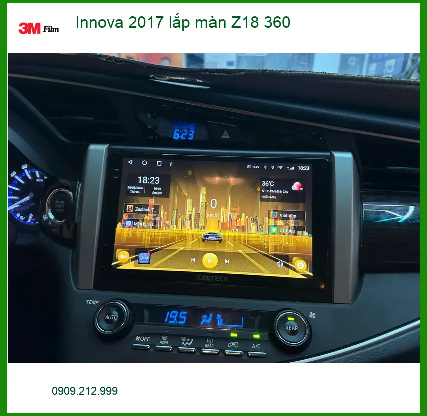 Anh Tấn lắp màn hình Z18 360 cho Innova 2017 ở Thủ Đức để tiện quan sát