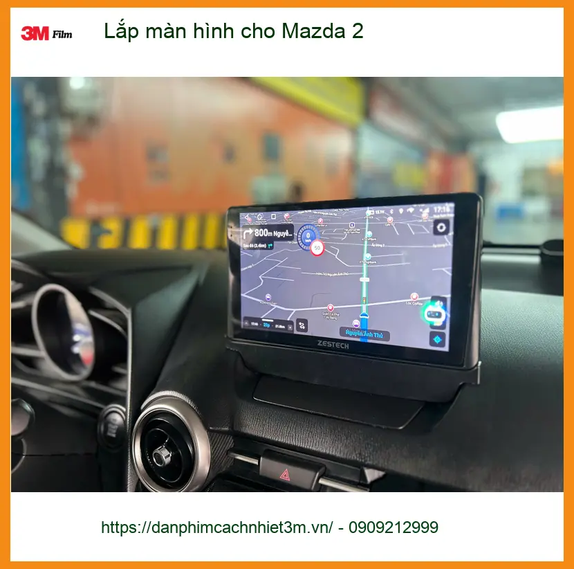 Anh Bách lắp màn hình cho Mazda 2 tại Quận 12 để định vị GPS và giải trí ảnh thực tế 2
