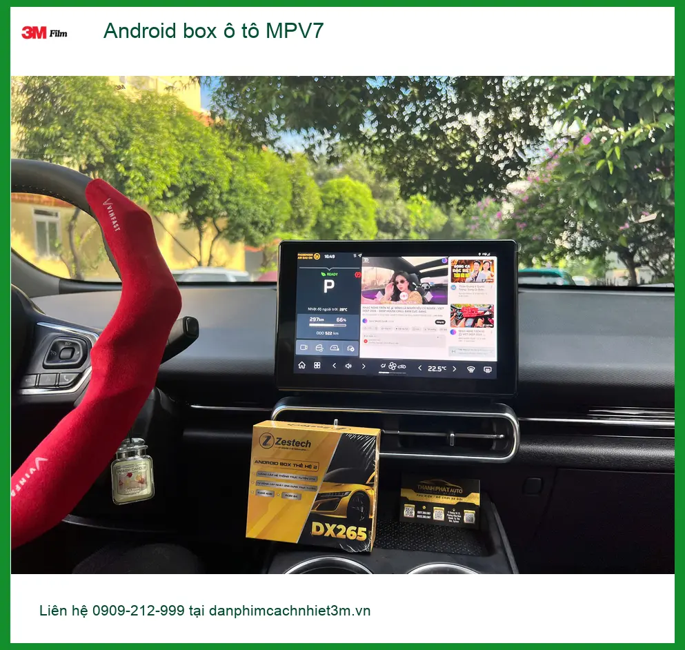 Chị Thùy lắp Android box MPV7 cho Mitsubishi Attrage giải trí ở Bình Thạnh