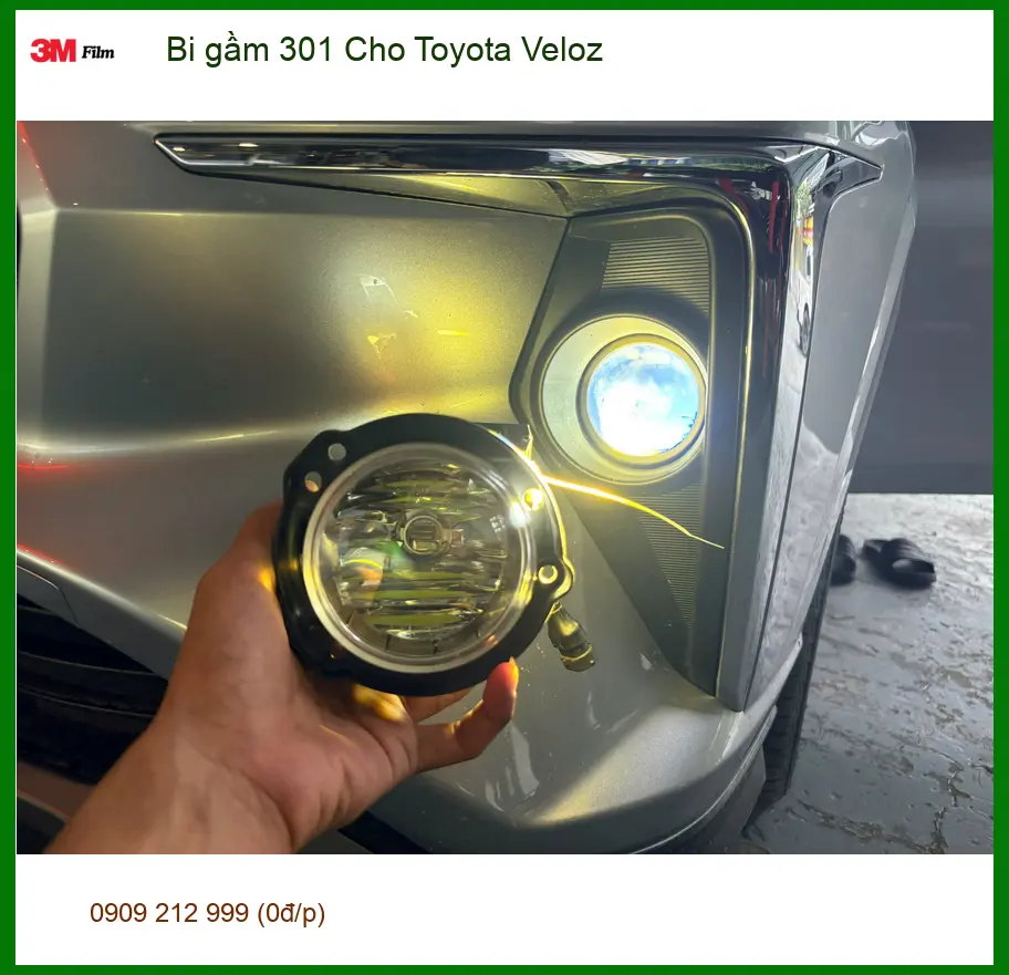 Chị Minh lắp bi gầm 301 cho Toyota Veloz tại Quận 9 vì đèn zin yếu khi đi đêm ảnh thực tế 3