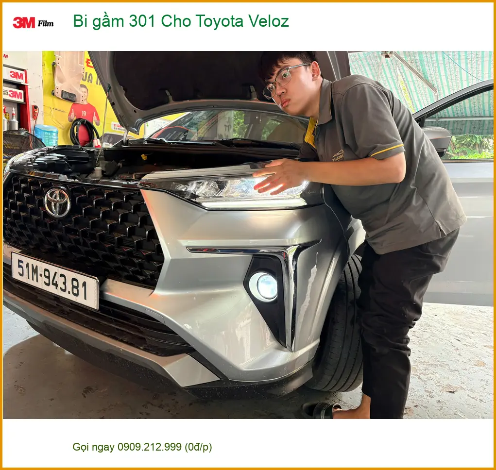 Chị Thảo độ bi gầm 301 cho Toyota Veloz tại Quận 8, khắc phục đèn yếu khi đi đêm