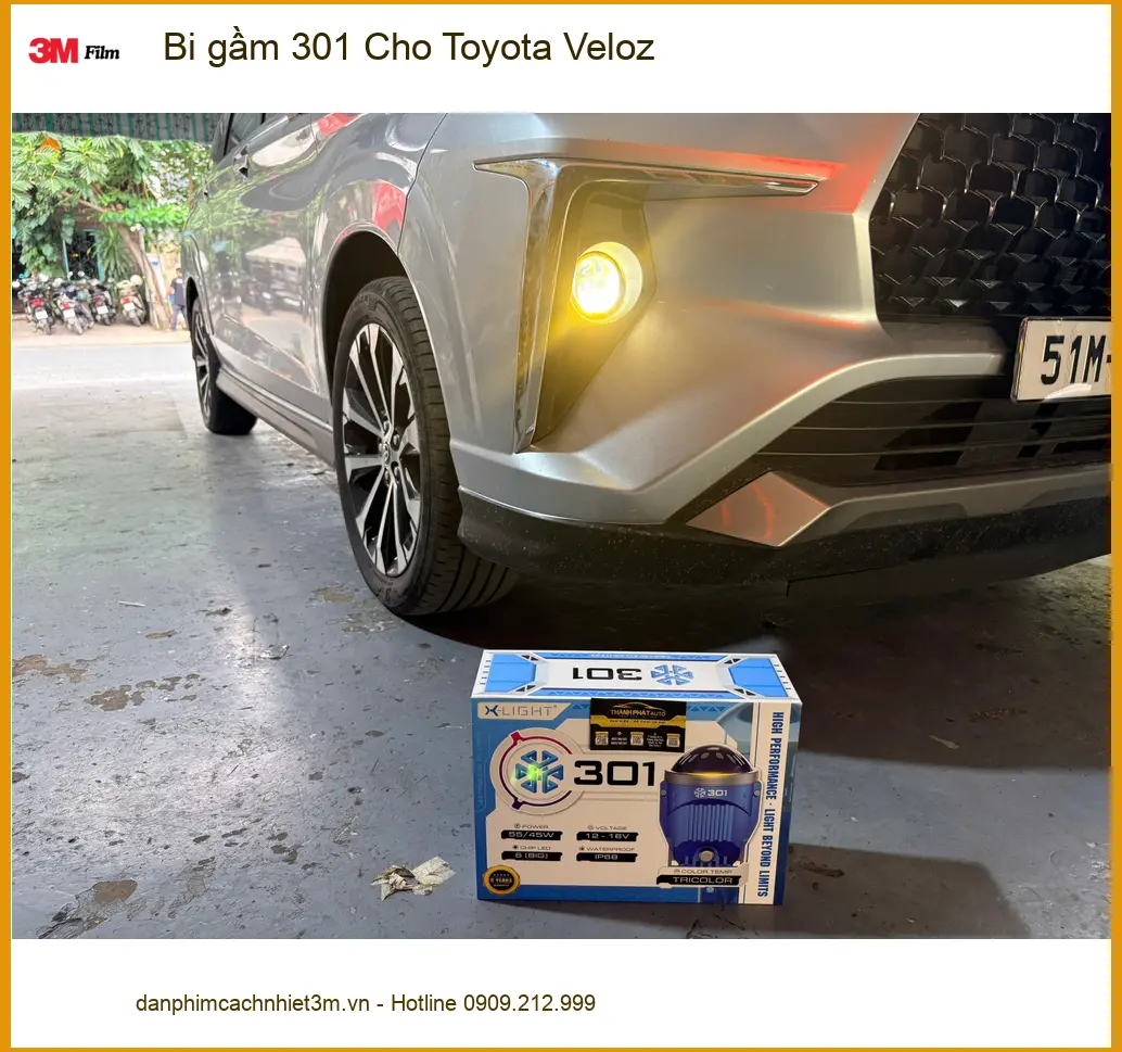 Chị Thảo độ bi gầm 301 cho Toyota Veloz tại Quận 8, khắc phục đèn yếu khi đi đêm ảnh thực tế 4