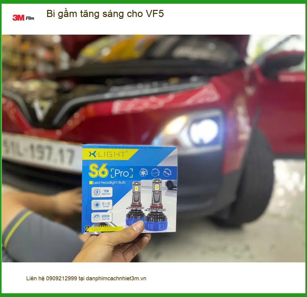Anh Tùng lắp bi gầm tăng sáng cho VinFast VF5 Quận 12 vì đèn không đủ sáng ảnh thực tế 2