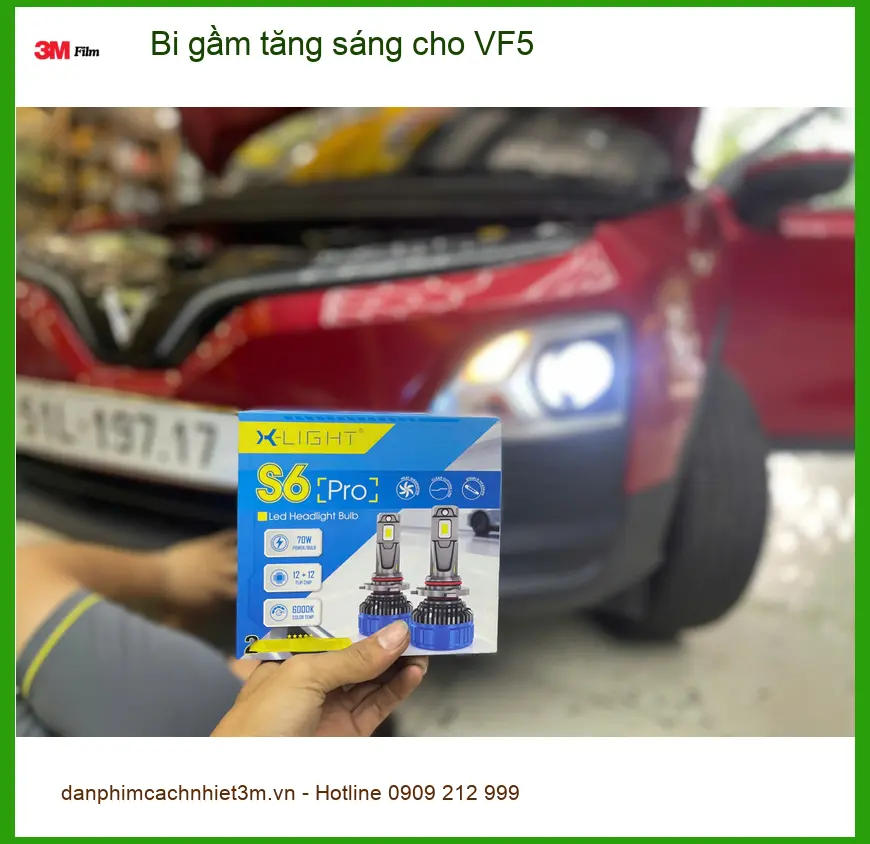 Chú Tấn độ bi gầm tăng sáng cho VF5 tại Thủ Đức vì đèn zin không đủ sáng khi đi đêm ảnh thực tế 3