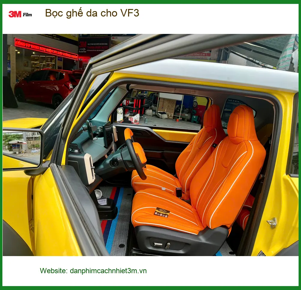 Anh Khang bọc ghế da cho VinFast VF3 tại Quận 12 để nội thất sang trọng, dễ vệ sinh ảnh thực tế 2