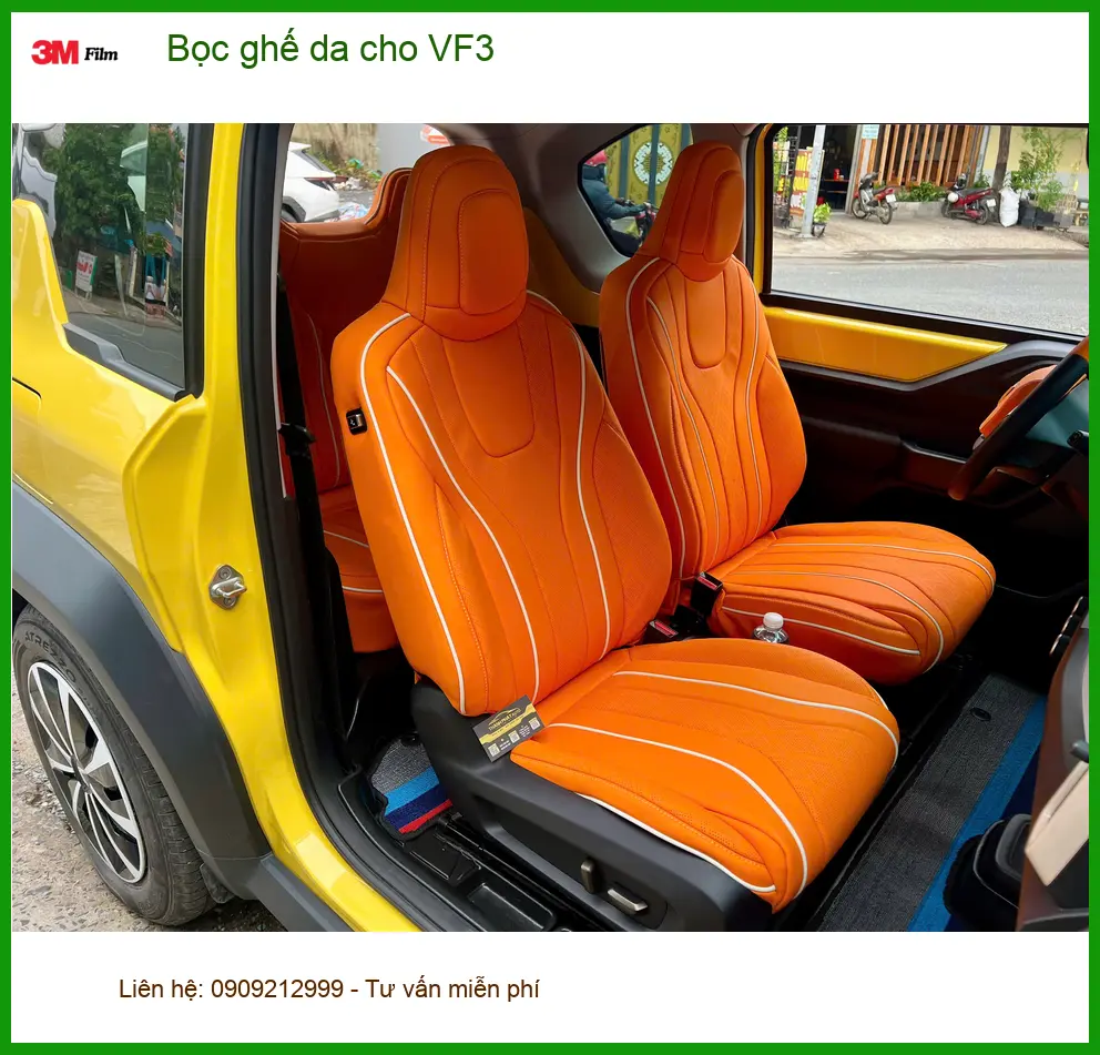 Anh Khang bọc ghế da cho VinFast VF3 tại Quận 12 để nội thất sang trọng, dễ vệ sinh ảnh thực tế 4