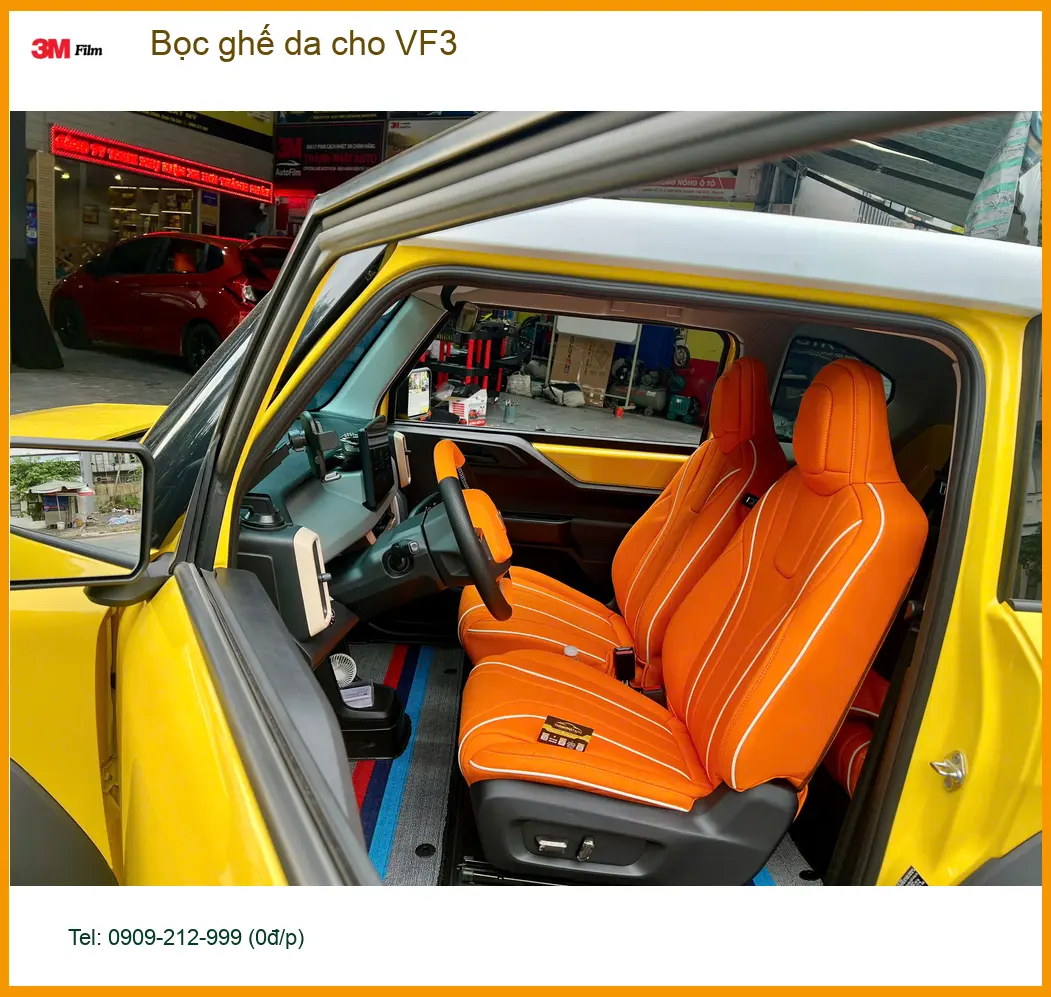 Chị Hương bọc ghế da cho VinFast VF3 tại Quận Tân Bình để nâng cấp không gian nội thất