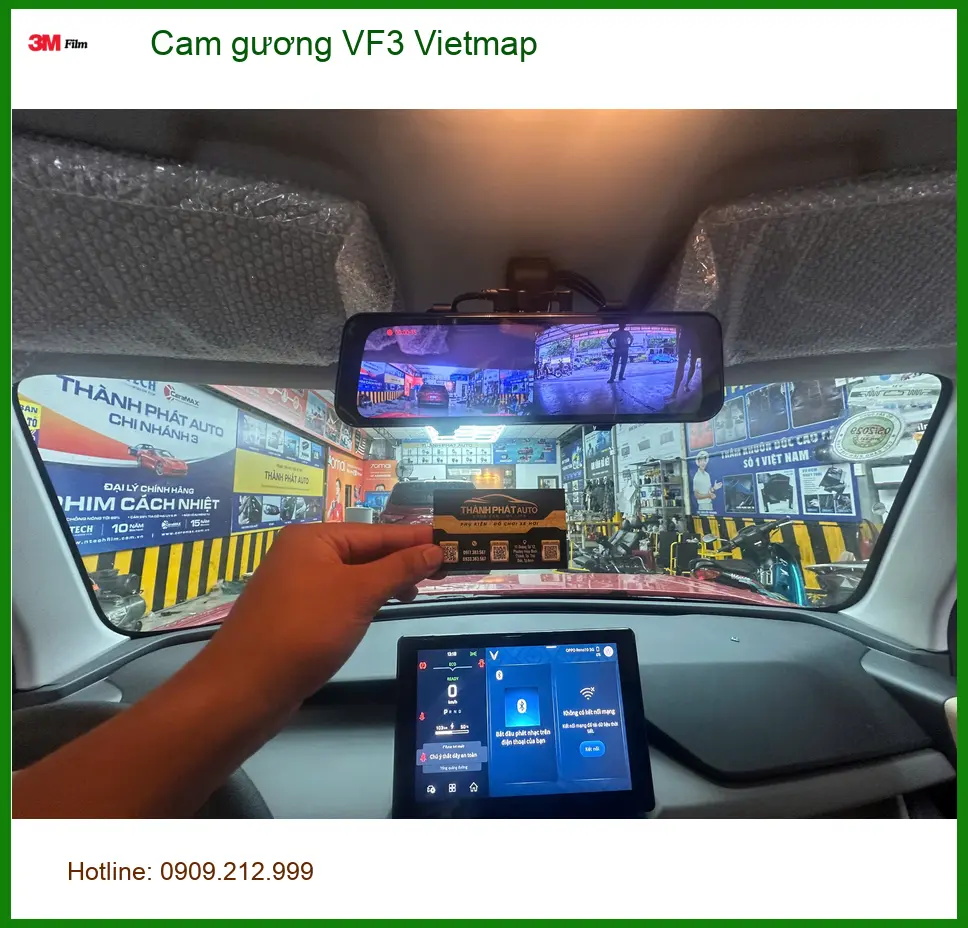 Chú Trường lắp camera gương Vietmap cho VinFast VF3 tại Cần Giờ để tăng tầm nhìn