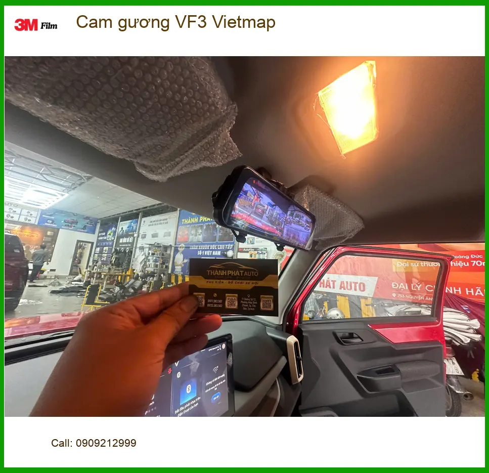 Anh Khang lắp cam gương Vietmap cho VinFast VF3 tại Gò Vấp để lái xe an toàn hơn ảnh thực tế 3