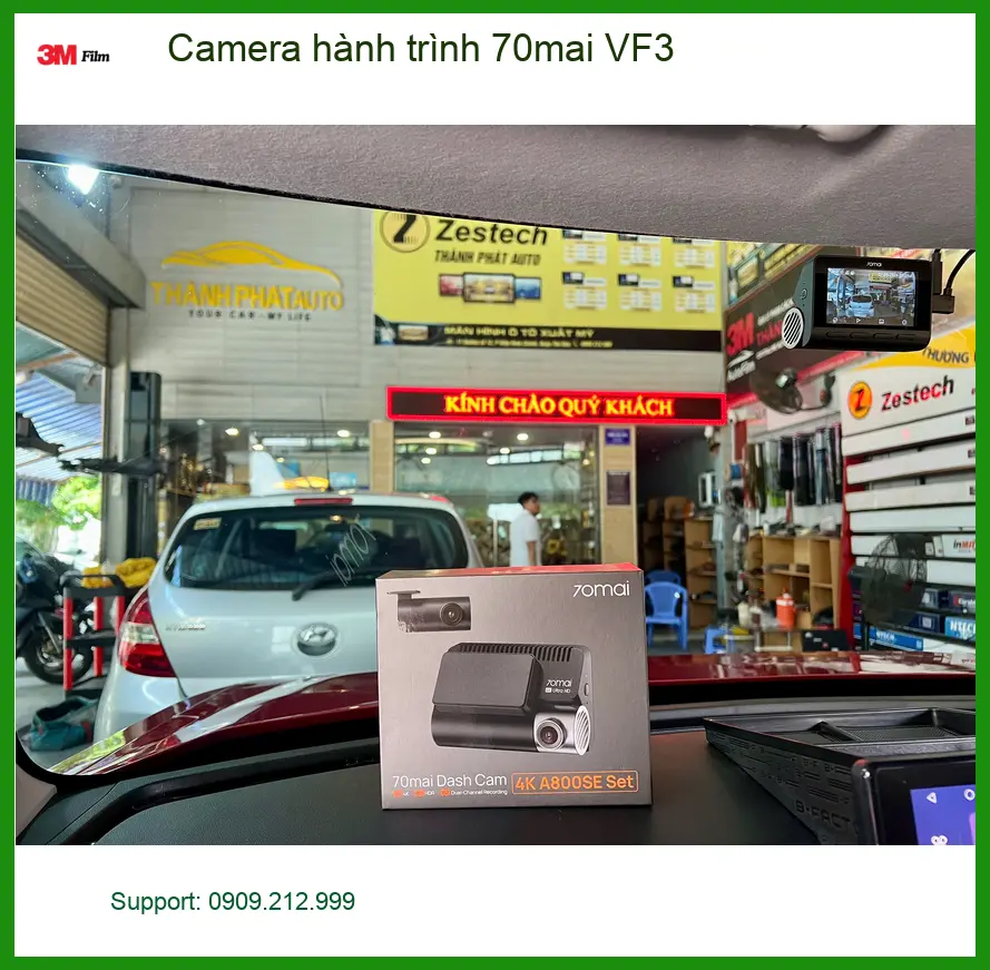 Chị Mai Trang lắp camera hành trình 70mai cho VinFast VF3 tại Phú Nhuận ảnh thực tế 2