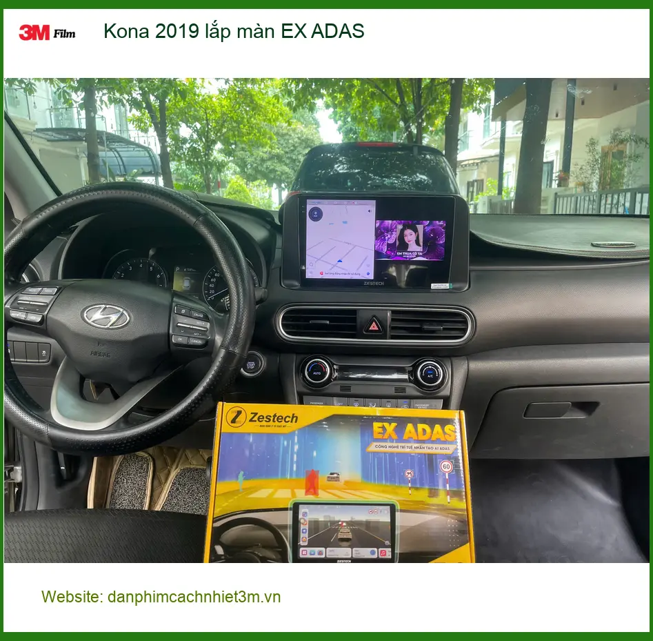 Anh Việt lắp màn EX ADAS cho Kona 2019 tại Quận 9 để lái xe an toàn