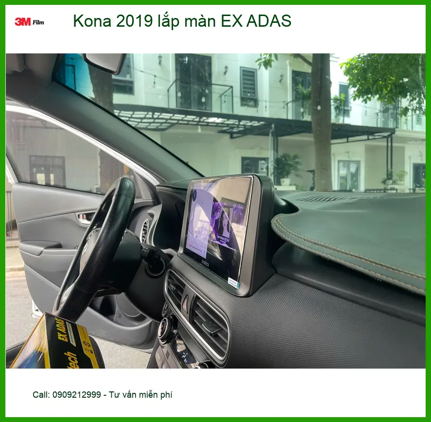 Chú Quang lắp màn hình EX ADAS cho Kona 2019 tại Cần Giờ ảnh thực tế 2