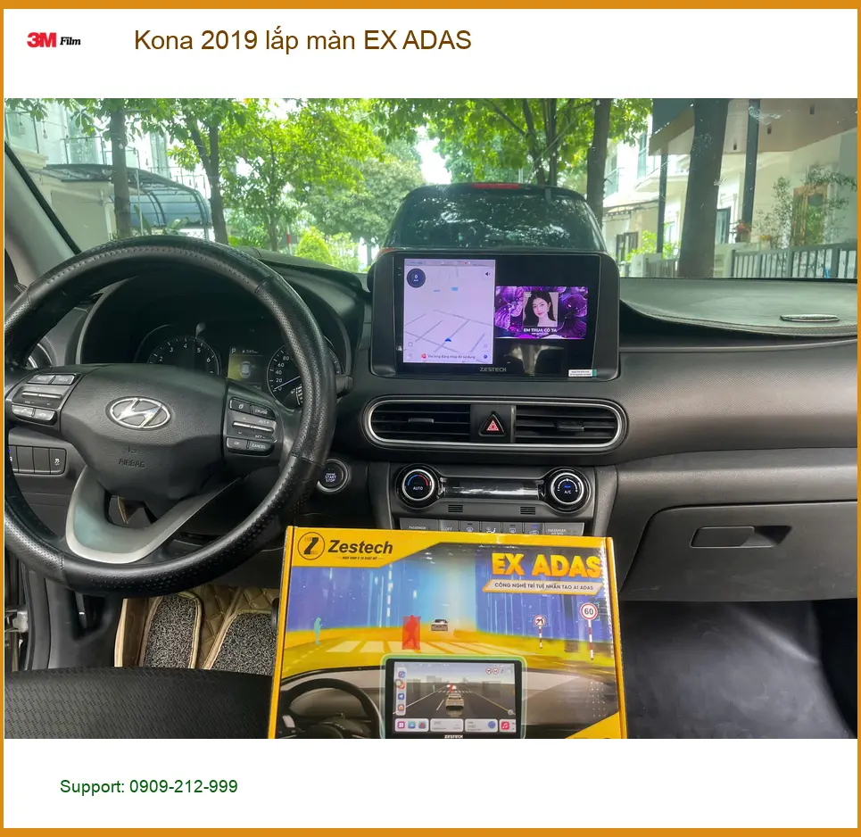 Chú Quang lắp màn hình EX ADAS cho Kona 2019 tại Cần Giờ ảnh thực tế 4