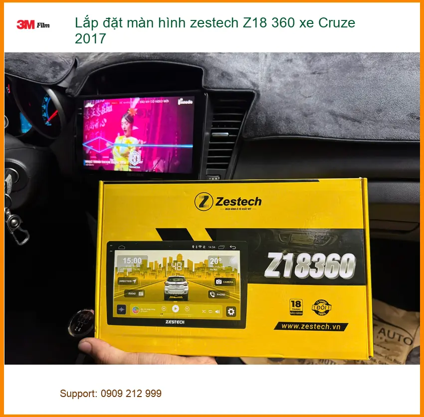 Chú Phúc Lâm lắp màn hình Zestech Z18 360 Cruze 2017 tại Thủ Đức tiện lợi