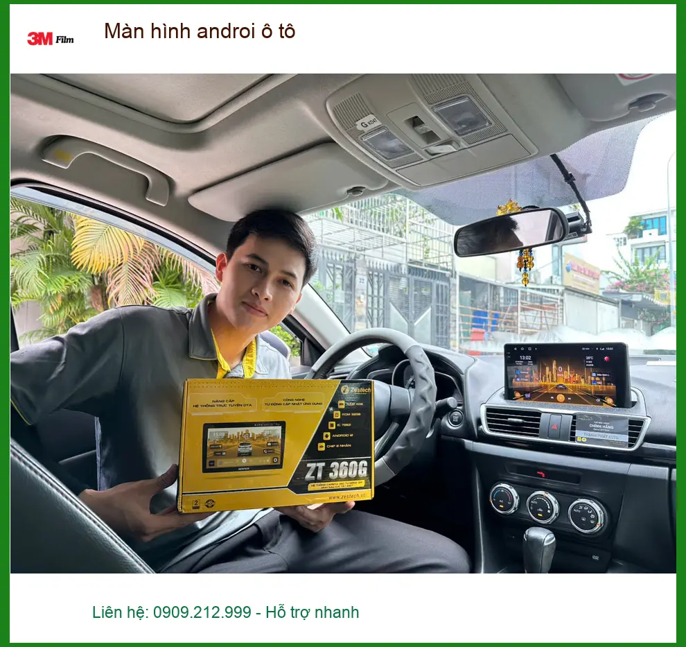 Chị Thư gắn màn hình Android ô tô cho Mazda 3 tại Thủ Đức để xem YouTube ảnh thực tế 2