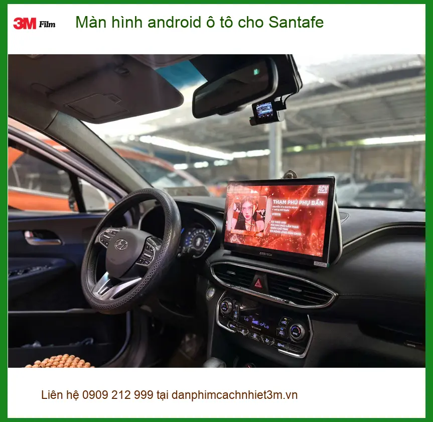 Anh Khải lắp màn hình Android ô tô cho Santafe tại Cần Giờ để dễ dàng định vị đường sá