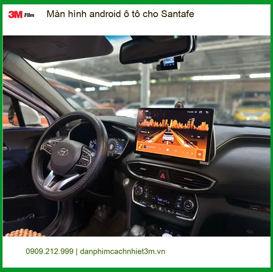 Anh Khải lắp màn hình Android ô tô cho Santafe tại Cần Giờ để dễ dàng định vị đường sá ảnh thực tế 2