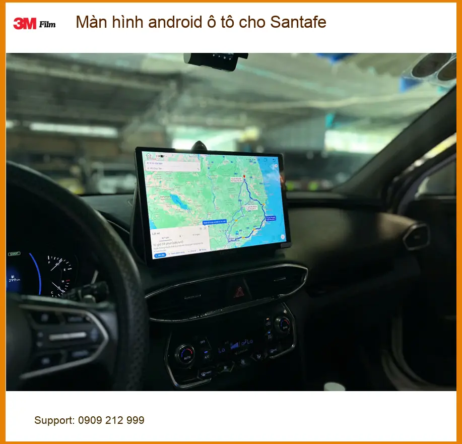Anh Khải lắp màn hình Android ô tô cho Santafe tại Cần Giờ để dễ dàng định vị đường sá ảnh thực tế 3