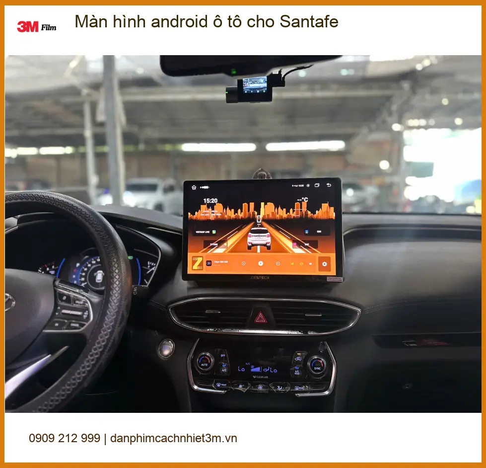 Anh Hoàng Long lắp màn hình android ô tô cho Santafe tại Quận 2 để nâng cấp giải trí