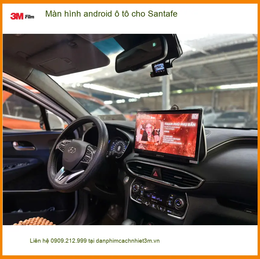 Anh Hoàng Long lắp màn hình android ô tô cho Santafe tại Quận 2 để nâng cấp giải trí ảnh thực tế 3