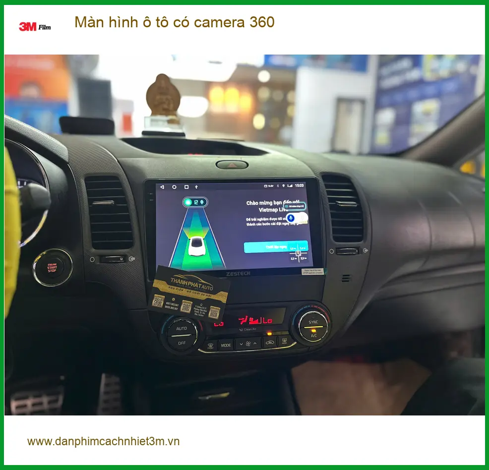Chị Mai lắp màn hình ô tô có camera 360 cho Kia Soluto tại Quận Tân Phú