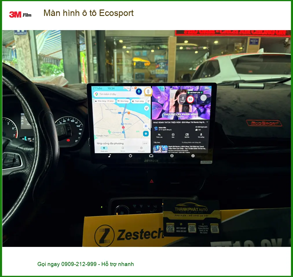 Anh Khang nâng cấp màn hình ô tô Ecosport tại Quận Tân Phú để xem YouTube