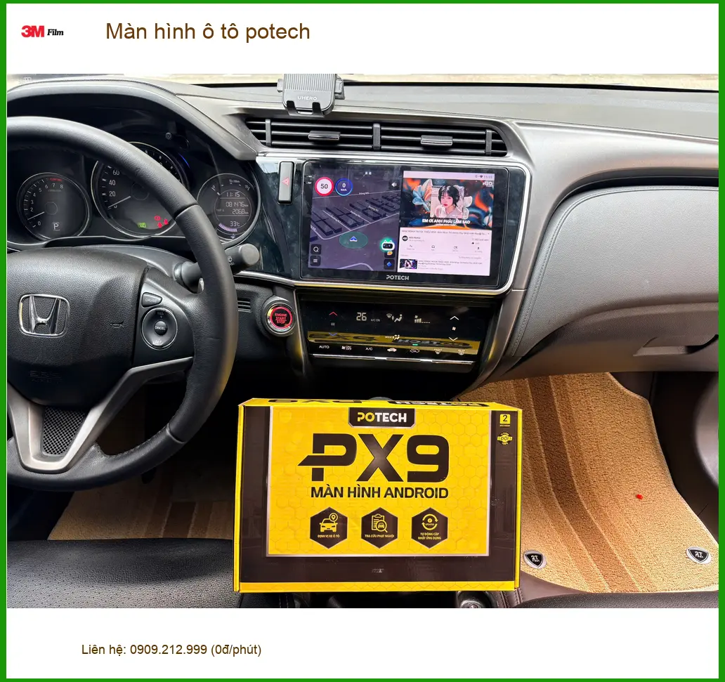 Anh Văn An nâng cấp màn hình Potech cho Hyundai Santa Fe tại Hóc Môn ảnh thực tế 2