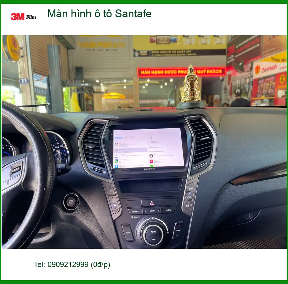 Anh Quang lắp màn hình ô tô Santafe tại Củ Chi để tiện dẫn đường và giải trí ảnh thực tế 2