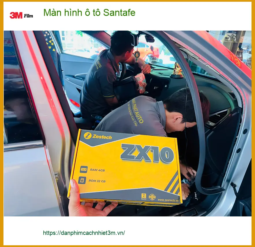 Anh Quang lắp màn hình ô tô Santafe tại Củ Chi để tiện dẫn đường và giải trí ảnh thực tế 3
