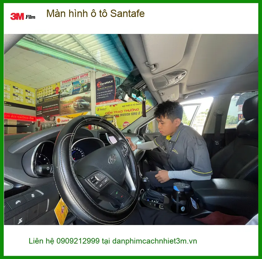 Anh Quang lắp màn hình ô tô Santafe tại Củ Chi để tiện dẫn đường và giải trí ảnh thực tế 5