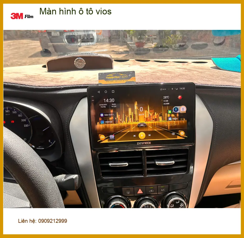 Chị Thúy lắp màn hình ô tô Toyota Vios tại Quận 12 để xem bản đồ và giải trí ảnh thực tế 2