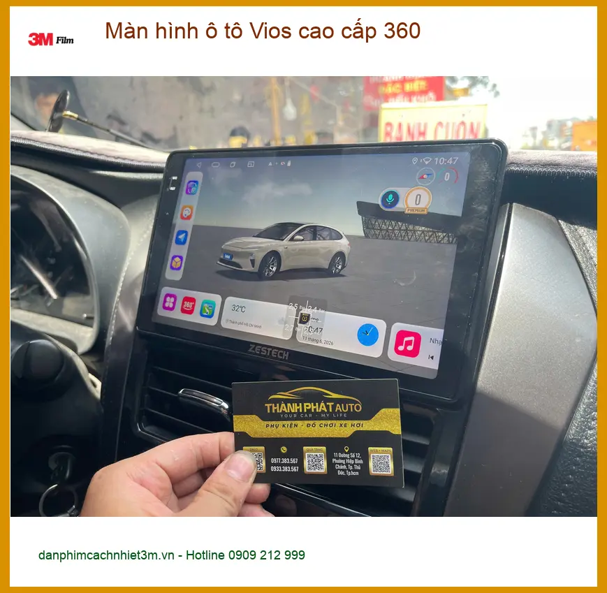 Anh Tấn lắp màn hình ô tô Vios cao cấp 360 tại Quận 9 để tiện theo dõi giao thông ảnh thực tế 5