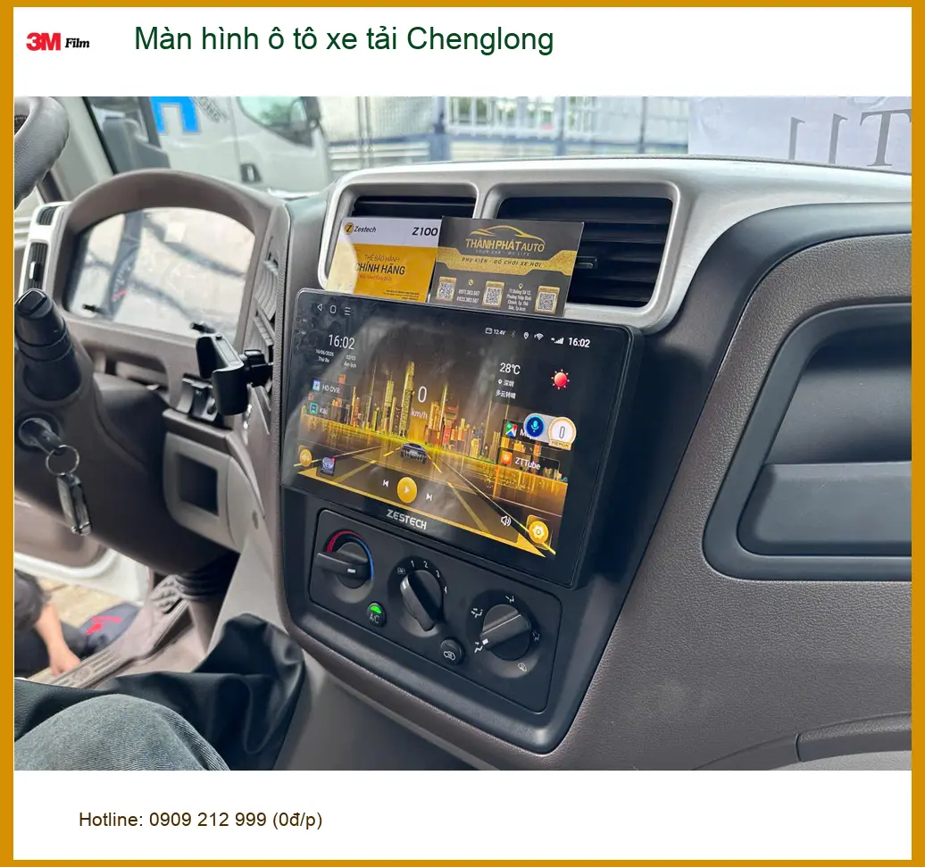 Anh Khải lắp màn hình ô tô cho xe tải Chenglong tại Nhà Bè để lái xe an tâm hơn ảnh thực tế 4