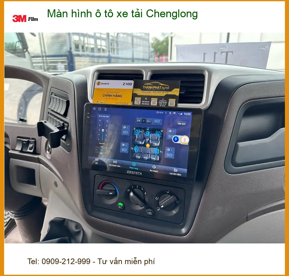 Anh Sơn lắp màn hình ô tô xe tải Chenglong tại Cần Giờ để dễ dàng định vị đường đi ảnh thực tế 3