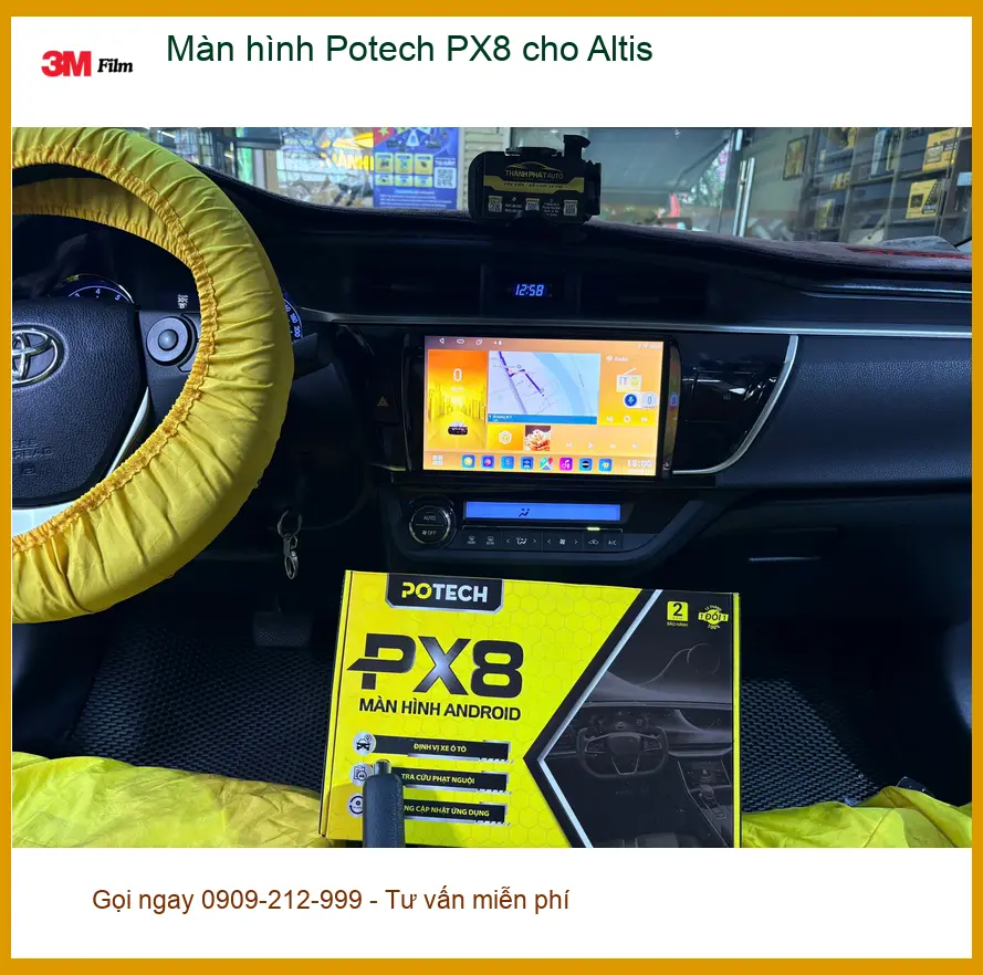 Anh Quang Khải lắp màn hình Potech PX8 cho Altis tại Quận 12 để có nhiều tính năng giải trí hơn