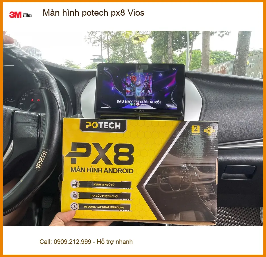 Chị Thảo lắp màn hình Potech PX8 cho Toyota Vios tại Quận 8 cho trải nghiệm lái tốt hơn ảnh thực tế 2