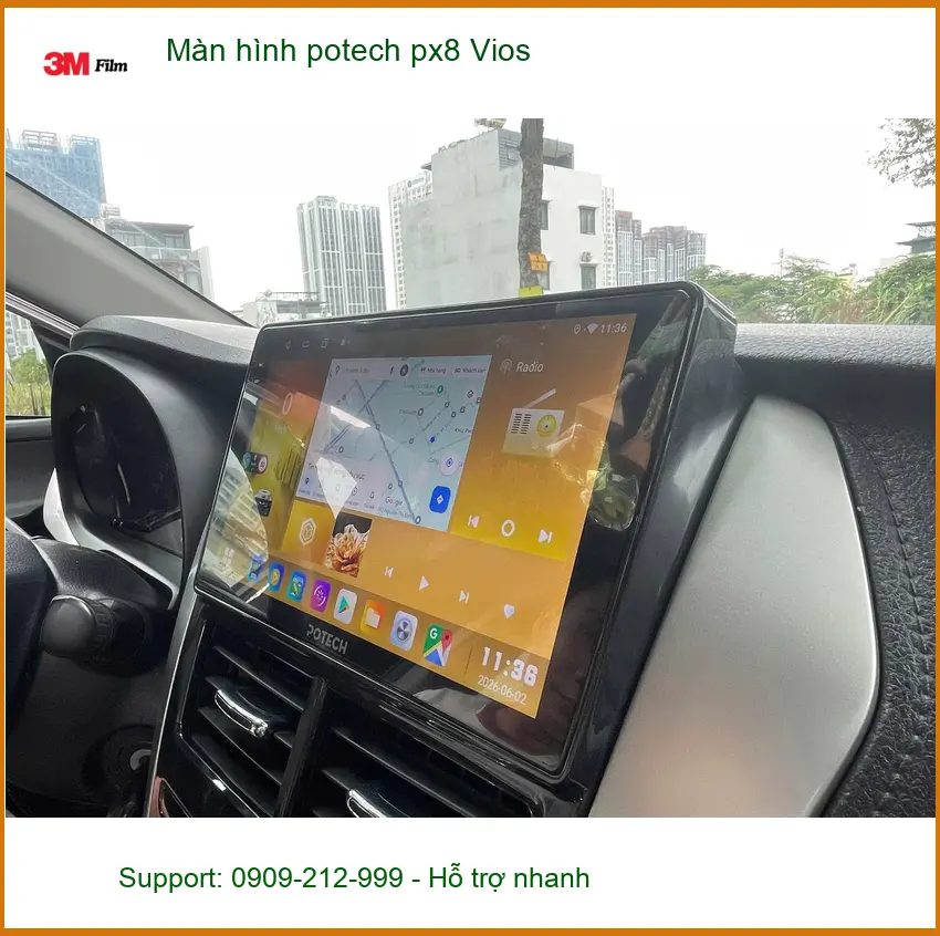 Anh Minh nâng cấp Màn hình Potech PX8 Vios ở Thủ Đức để tiện xem bản đồ