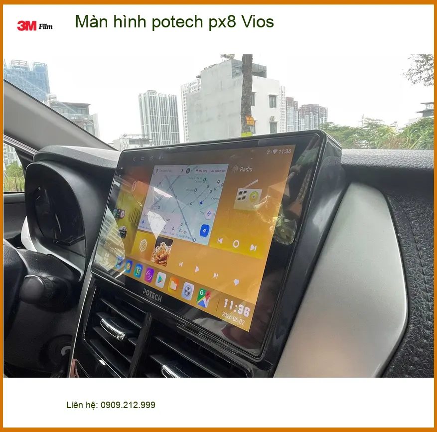 Anh Nam lắp màn hình Potech PX8 cho Vios tại Quận Nhà Bè vì màn hình zin hạn chế tính năng ảnh thực tế 3
