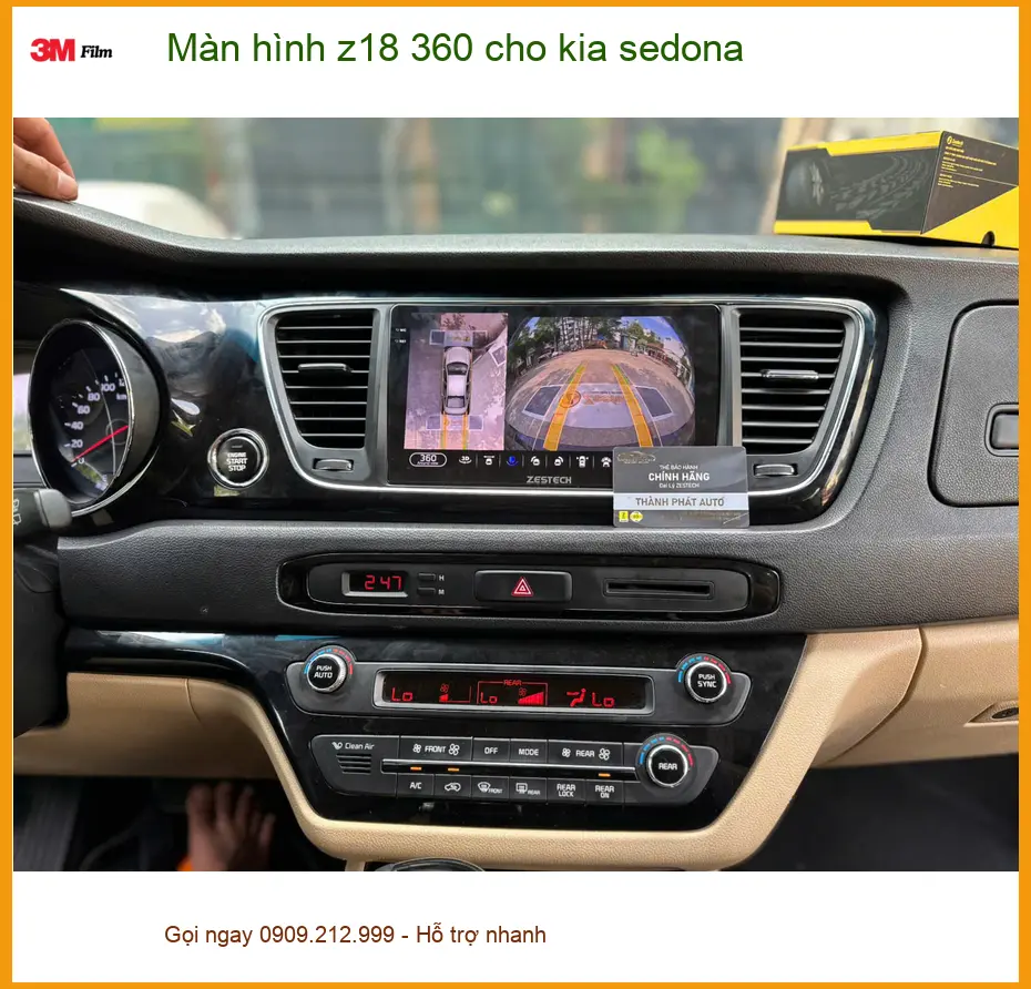 Anh Minh lắp màn hình Z18 360 cho Kia Sedona Quận 8 để quan sát tốt hơn