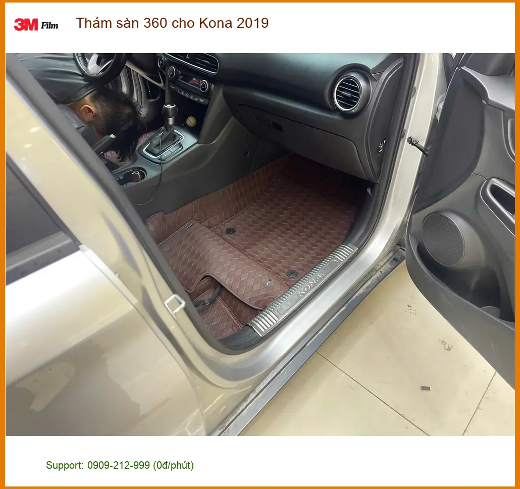Anh Trọng lắp thảm sàn 360 cho Kona 2019 tại Quận 5 để giữ xe luôn sạch mới ảnh thực tế 4