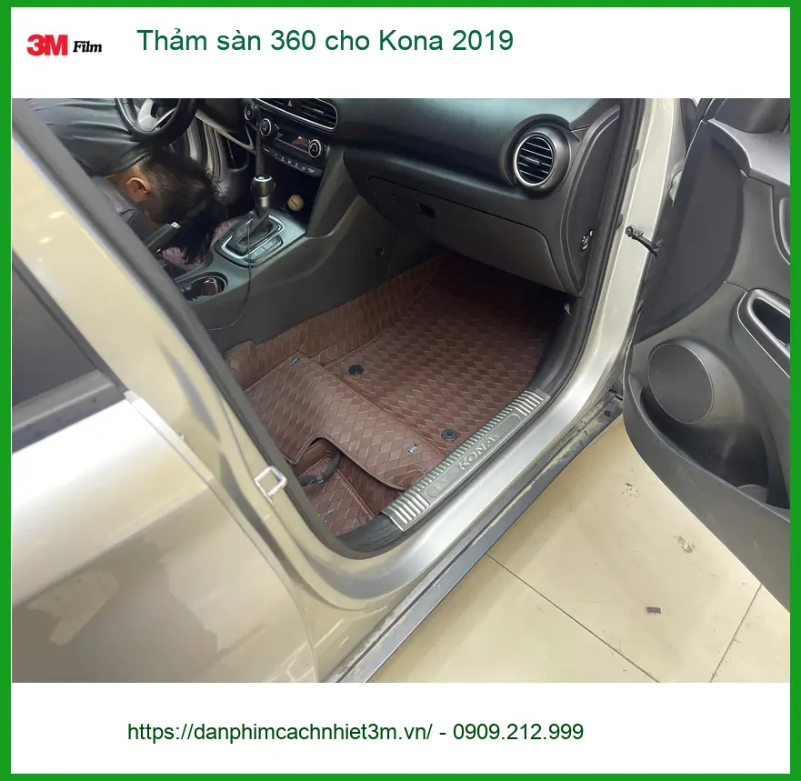 Anh Trọng lắp thảm sàn 360 cho Kona 2019 tại Cần Giờ để giữ xe sạch sẽ và sang trọng