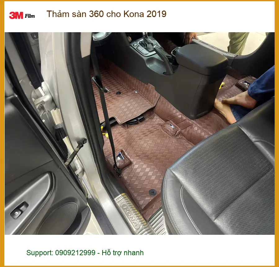 Anh Trọng lắp thảm sàn 360 cho Kona 2019 tại Cần Giờ để giữ xe sạch sẽ và sang trọng ảnh thực tế 2