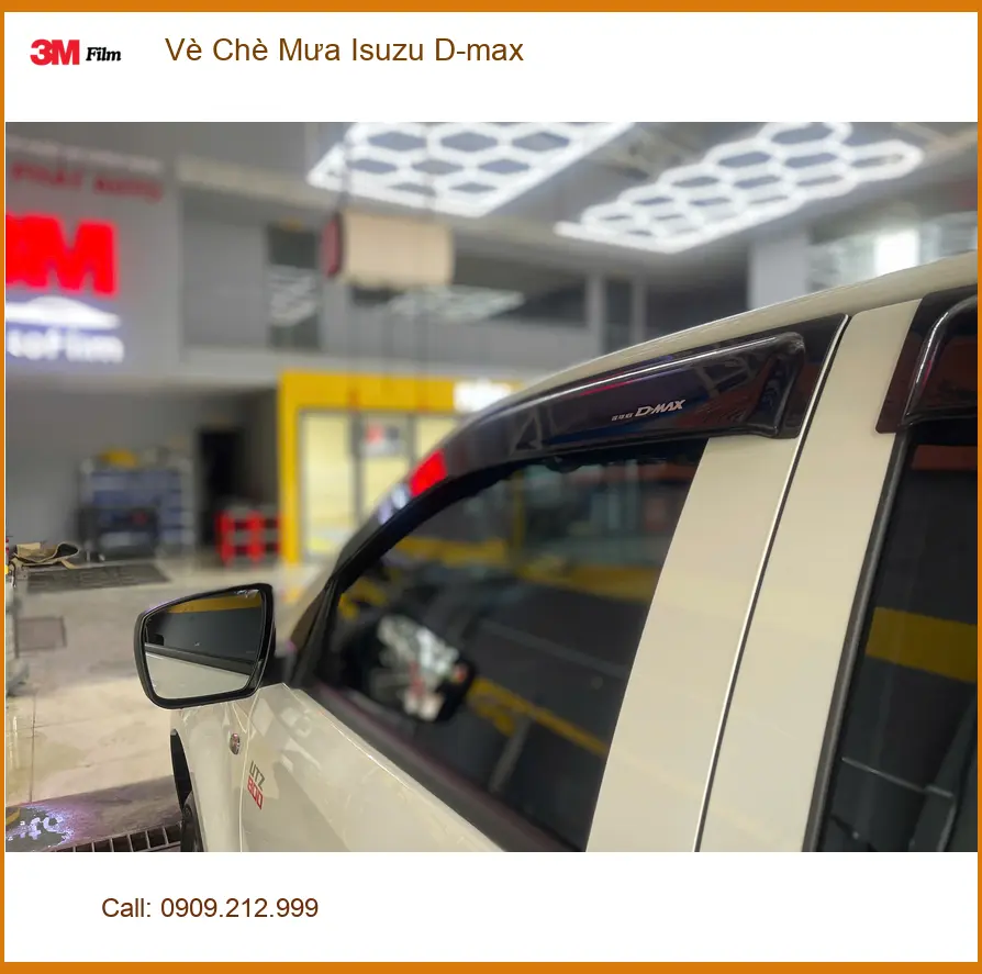 Chú Tấn lắp Vè Che Mưa Isuzu D-max tại Phú Nhuận, thoải mái hạ kính khi trời mưa ảnh thực tế 3