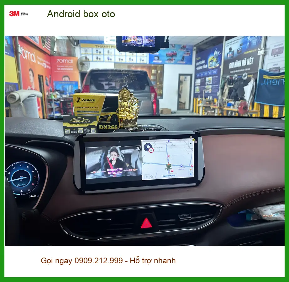 Chị Hương lắp Android box oto cho Honda CRV tại Quận 9 để xem Youtube và định vị tiện lợi ảnh thực tế 3