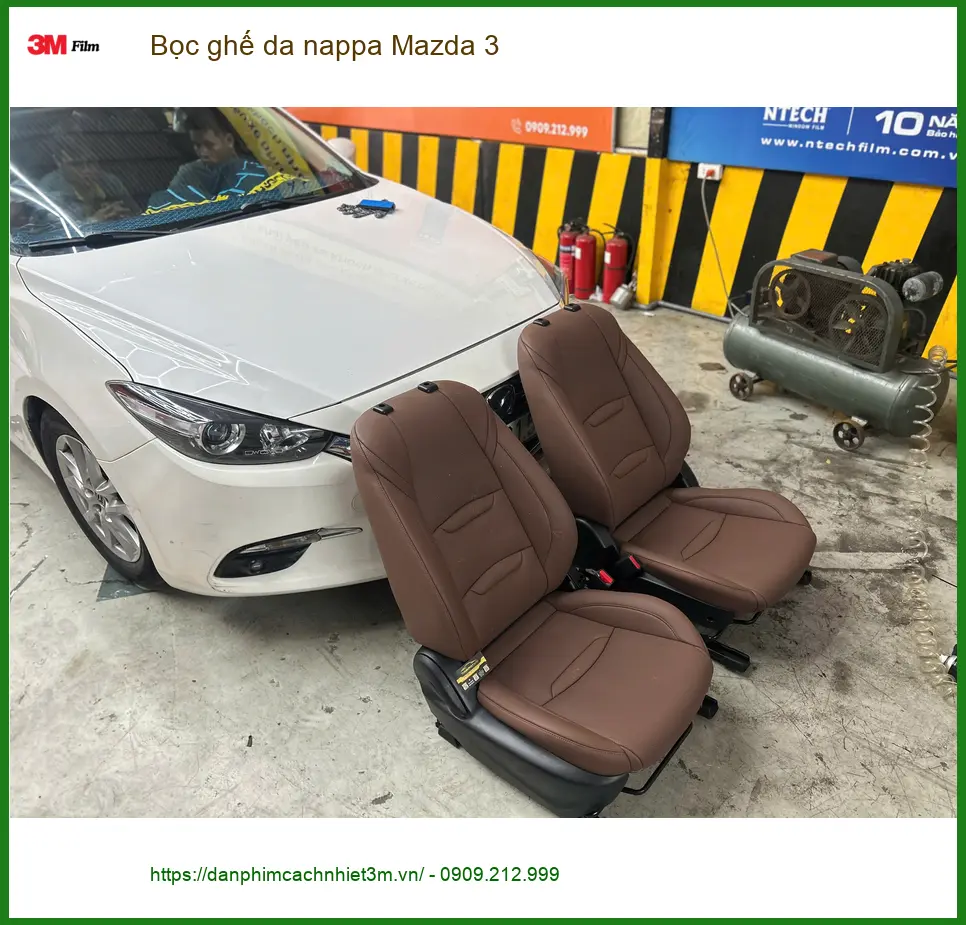 Anh Quang bọc ghế da Nappa cho Mazda 3 ở Hóc Môn vì ghế cũ đã xuống cấp ảnh thực tế 2
