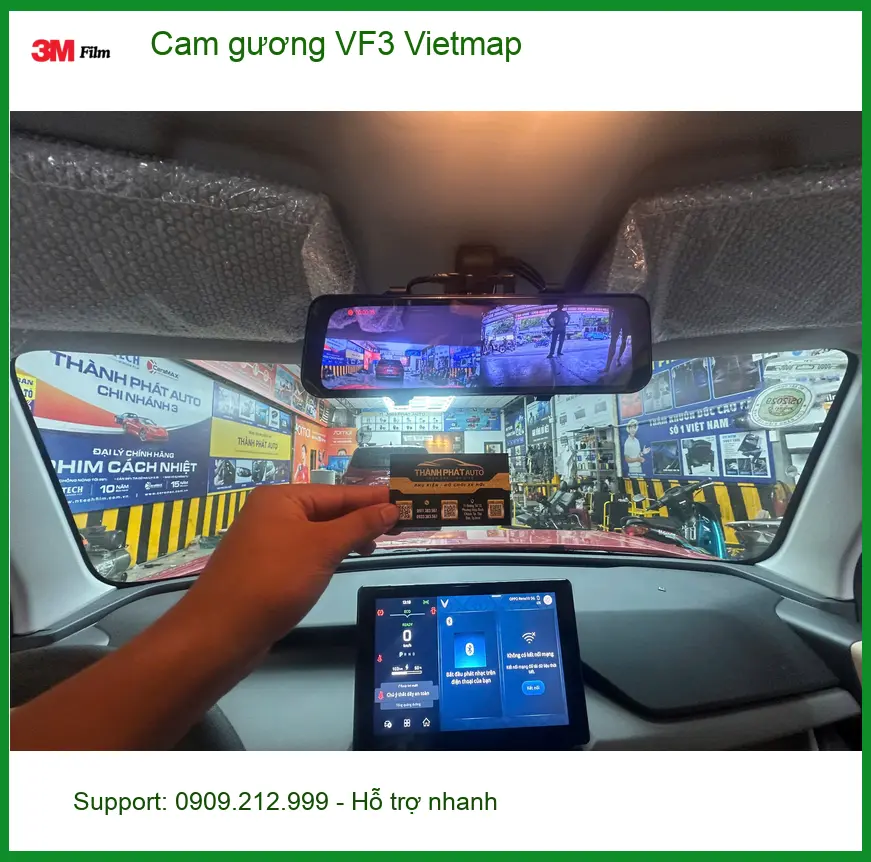 Anh Minh lắp camera gương Vietmap VF3 tại Hóc Môn ghi lại hành trình an toàn