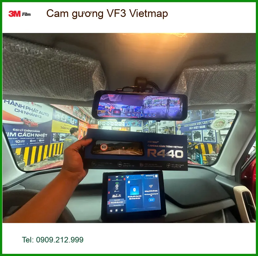 Chị Diệp lắp Cam gương Vietmap cho VinFast VF3 tại Quận 2 uy tín ảnh thực tế 2