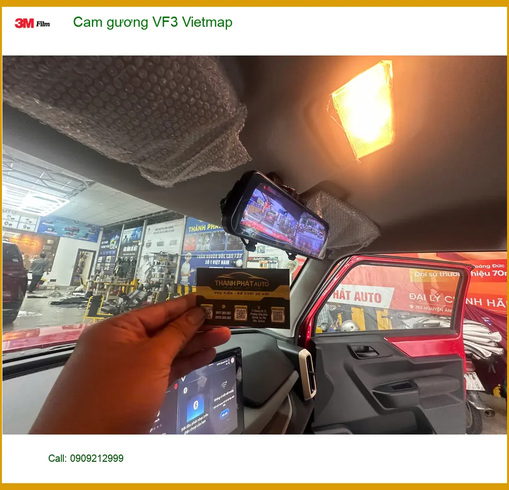 Chị Thùy lắp Cam gương Vietmap cho VinFast VF3 tại Quận Phú Nhuận để quan sát tốt hơn ảnh thực tế 3