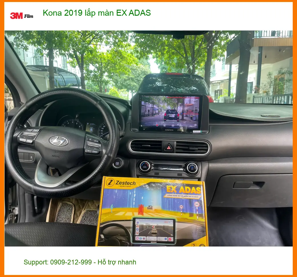 Anh Khải Hưng lắp màn hình EX ADAS cho Kona 2019 tại Quận Tân Bình ảnh thực tế 2
