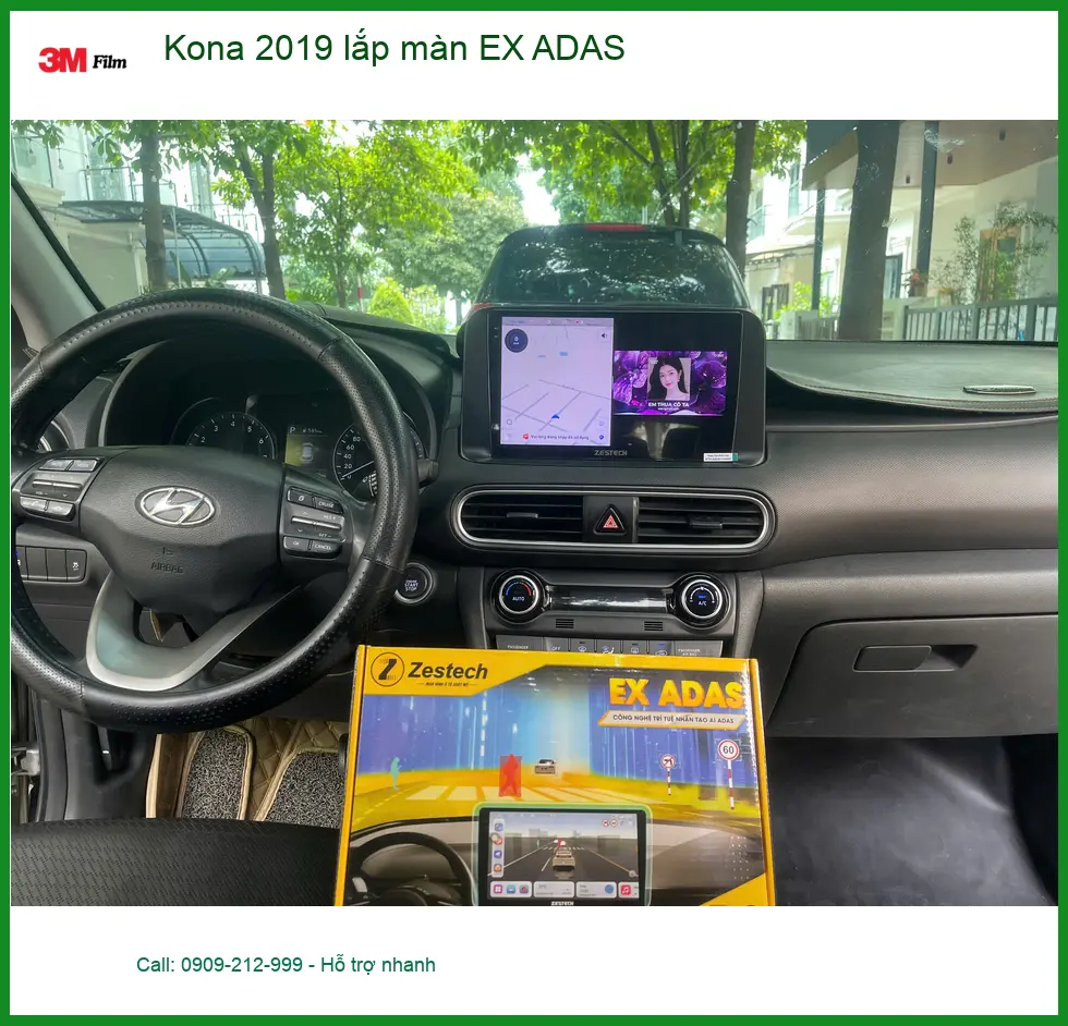 Anh Khải Hưng lắp màn hình EX ADAS cho Kona 2019 tại Quận Tân Bình ảnh thực tế 3